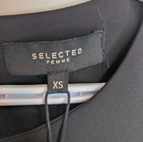 NWT Vintage Y2K 2005 Selected Femme XS Ruffle Bottom Little Black Dress - Picture 5 of 12